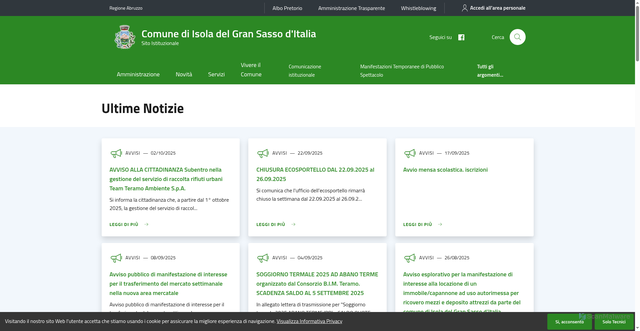 Security scan screenshot of https://comune.isola.te.it/
