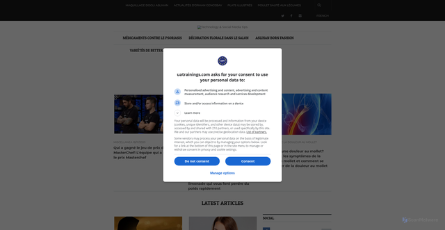 Security scan screenshot of https://fr.uatrainings.com