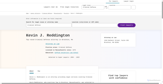 Security scan screenshot of https://profiles.superlawyers.com/massachusetts/brockton/lawyer/kevin-j-reddington/87a6475f-4272-42b2-a8e4-0272807f8ba5.html