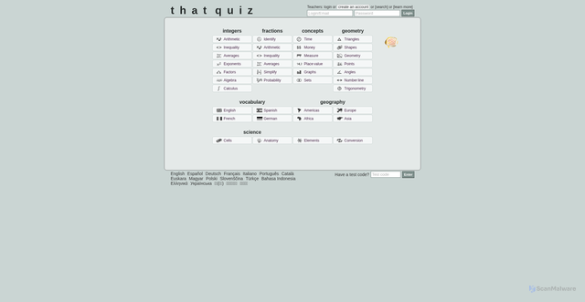 Security scan screenshot of https://thatquiz.org