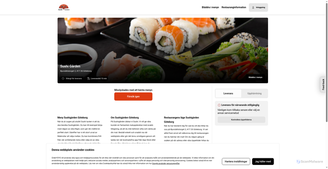 Security scan screenshot of https://sushi-garden.se