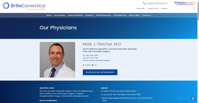 Security scan screenshot of https://myorthoct.com/mark-j-fletcher-m-d/