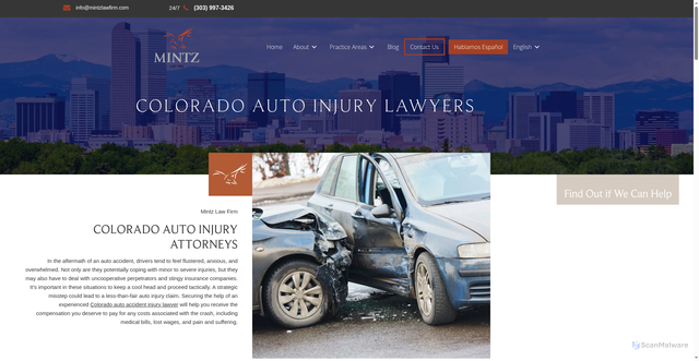 Security scan screenshot of https://www.mintzlawfirm.com/auto/