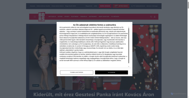 Security scan screenshot of https://borsonline.hu