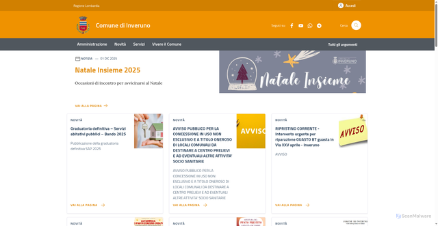 Security scan screenshot of https://www.comune.inveruno.mi.it/