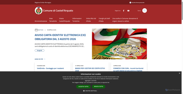 Security scan screenshot of https://www.comune.castellarquato.pc.it