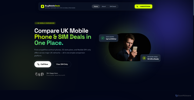 Security scan screenshot of https://buymobiledeals.com/