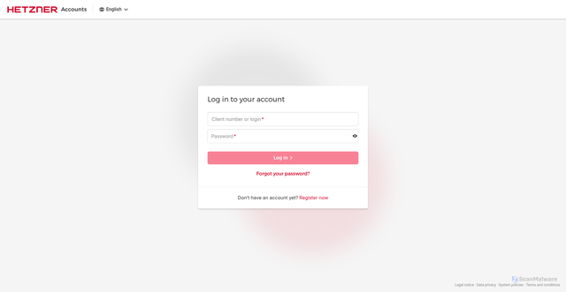 Security scan screenshot of https://console.hetzner.com