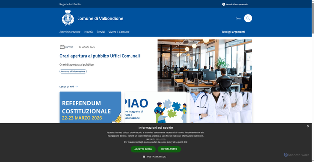 Security scan screenshot of https://www.comune.valbondione.bg.it/it