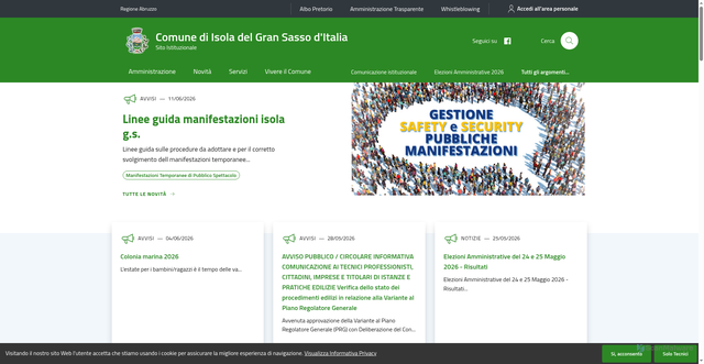 Security scan screenshot of https://comune.isola.te.it/