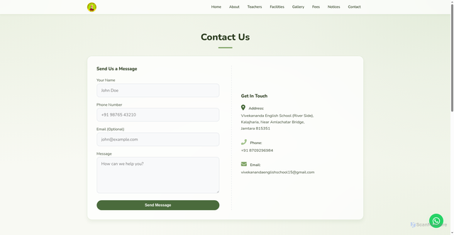 Security scan screenshot of https://vivekanandaenglishschoolkalajharia.pages.dev/contact.html