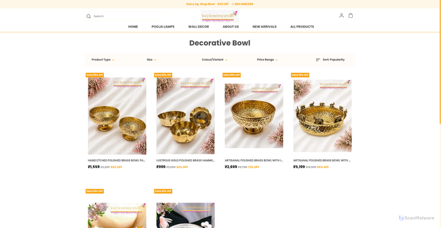 Security scan screenshot of https://kunjkreationsstudio.com/Decorative-Bowl/collection/_JjIKS8e