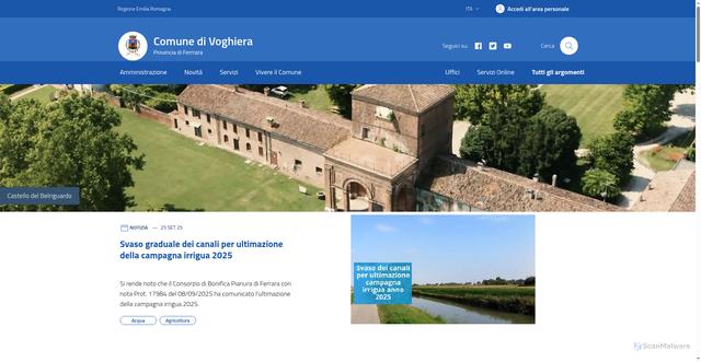 Security scan screenshot of https://www.comune.voghiera.fe.it/