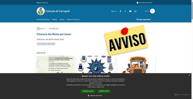 Security scan screenshot of https://www.comune.corropoli.te.it/it