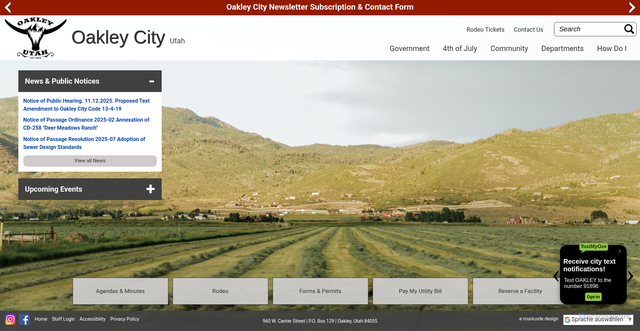 Security scan screenshot of https://www.oakleyut.gov/