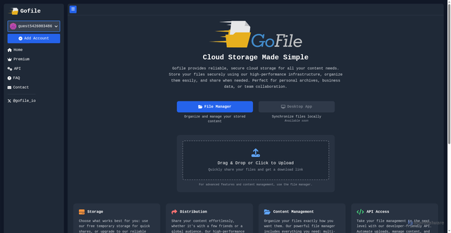 Security scan screenshot of https://gofile.io