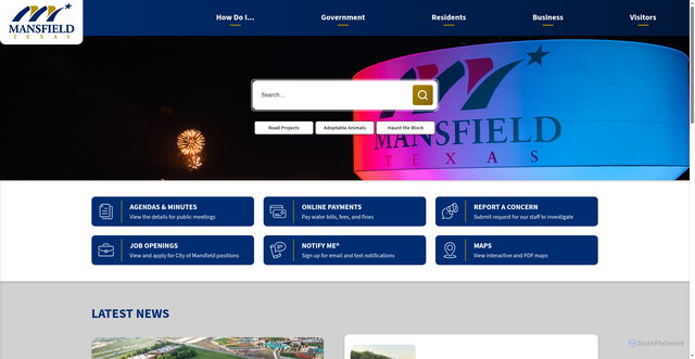 Security scan screenshot of https://www.mansfieldtexas.gov/