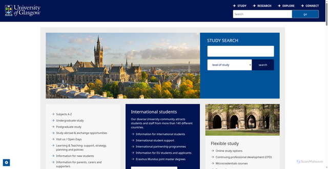 Security scan screenshot of https://www.gla.ac.uk/