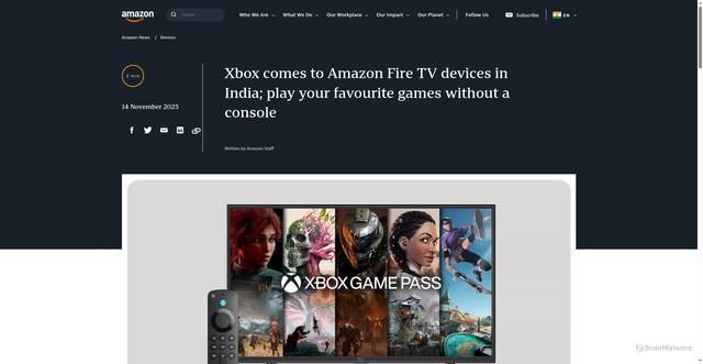 Security scan screenshot of https://www.aboutamazon.in/news/devices/xbox-cloud-gaming-amazon-fire-tv-india