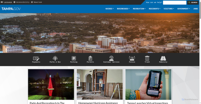 Security scan screenshot of https://www.tampa.gov/