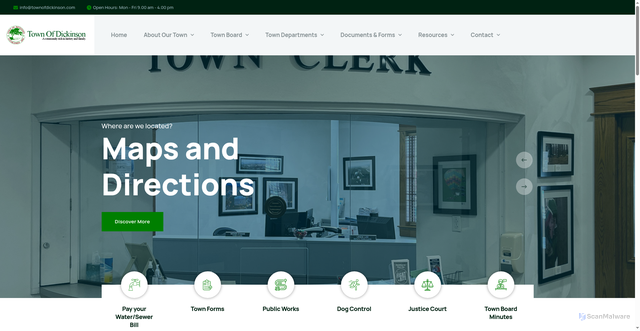 Security scan screenshot of https://townofdickinsonnybc.gov/