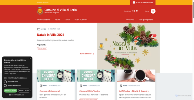 Security scan screenshot of https://www.comune.villadiserio.bg.it/