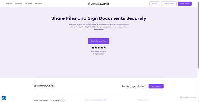 Security scan screenshot of https://www.virtualcabinetportal.com