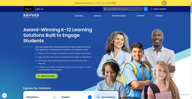 Security scan screenshot of https://savvas.com