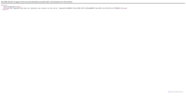 Security scan screenshot of https://blob.am5prdstrz17a.store.core.windows.net