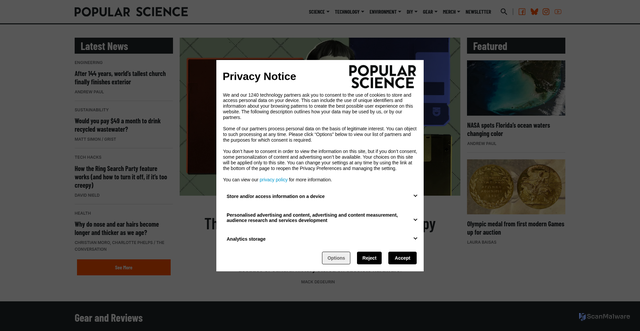 Security scan screenshot of https://popsci.go-vip.net