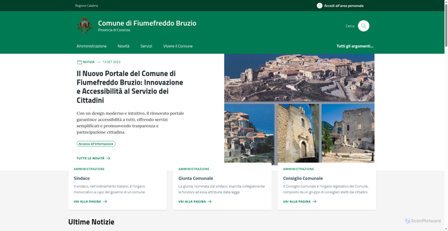Security scan screenshot of https://www.comune.fiumefreddobruzio.cs.it/