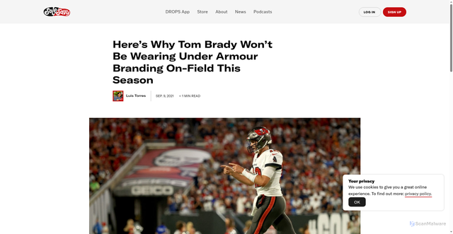 Security scan screenshot of https://solesavy.com/why-tom-brady-wont-wear-under-armour-on-field-this-season/
