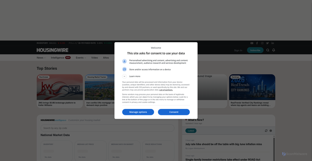Security scan screenshot of https://www.housingwire.com