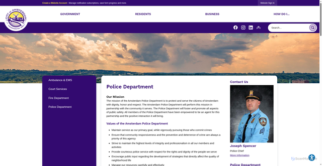 Security scan screenshot of https://amsterdamnypd.gov/184/Police-Department
