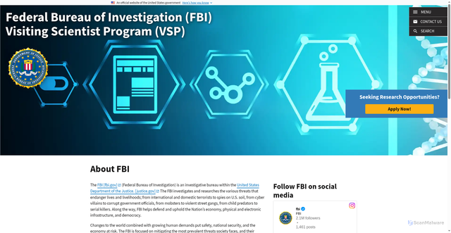 Security scan screenshot of https://orise.orau.gov/fbi/about-fbi.html