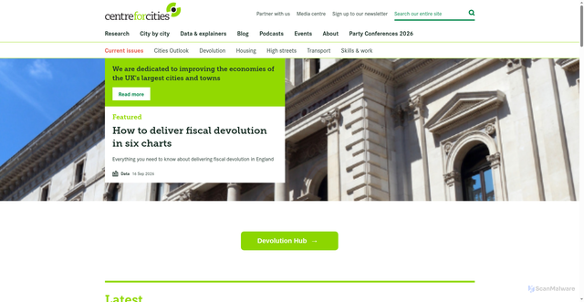 Security scan screenshot of https://centreforcities.org