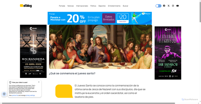 Security scan screenshot of https://elblog.com/que-se-conmemora-el-jueves-santo/