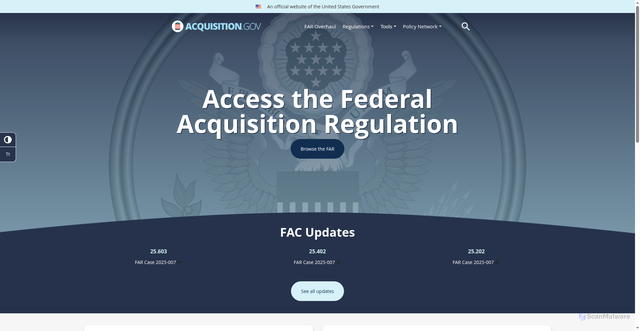 Security scan screenshot of https://www.acquisition.gov