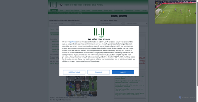 Security scan screenshot of https://11v11.com