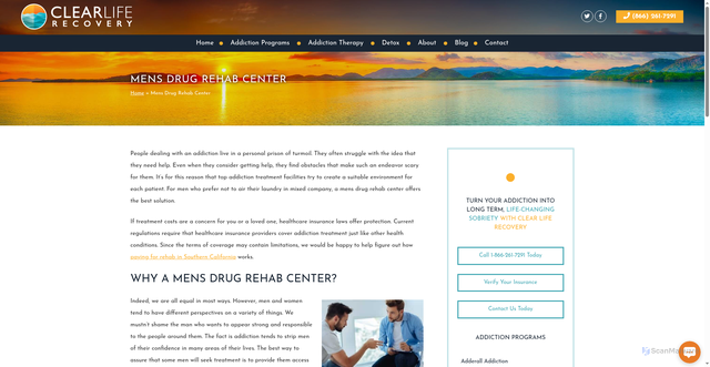 Security scan screenshot of https://clearliferecovery.com/mens-drug-rehab-center/