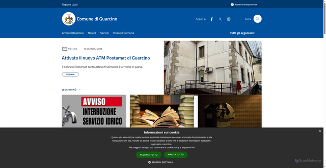 Security scan screenshot of https://www.comune.guarcino.fr.it/it