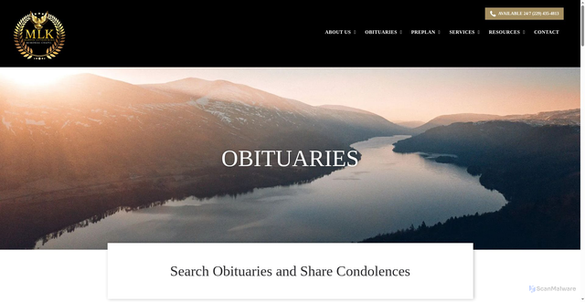 Security scan screenshot of https://www.mlkmemorialchapels.com/obituaries