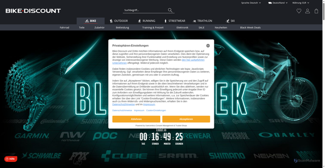 Security scan screenshot of https://www.bike-discount.de/