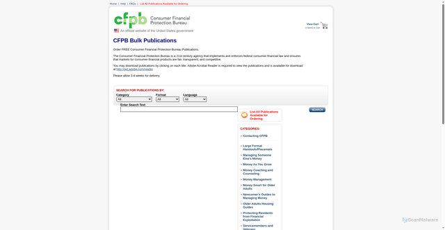 Security scan screenshot of https://pueblo.gpo.gov/CFPBPubs/CFPBPubs.php