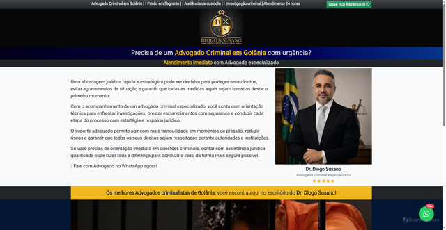 Security scan screenshot of https://advogadocriminal.diogosusano.adv.br/
