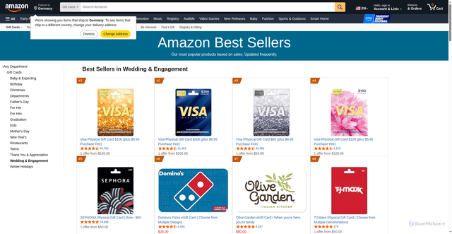 Security scan screenshot of https://fseryy.pages.dev/Best-Sellers-Gift-Cards-Wedding-Engagement/zgbs/gift-cards/120225717011/ref=zg_bs_nav_gift-cards_1_120225704011