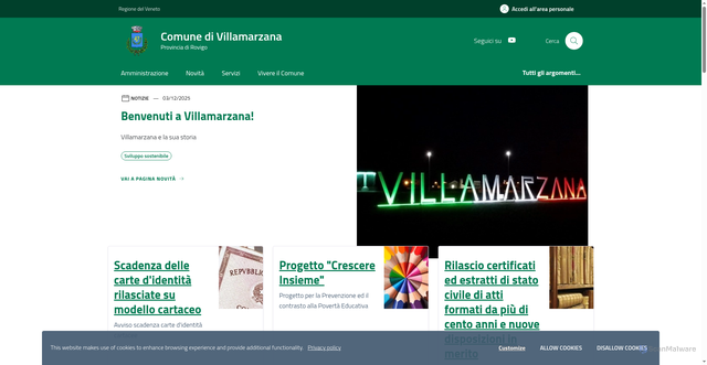 Security scan screenshot of https://www.comune.villamarzana.ro.it