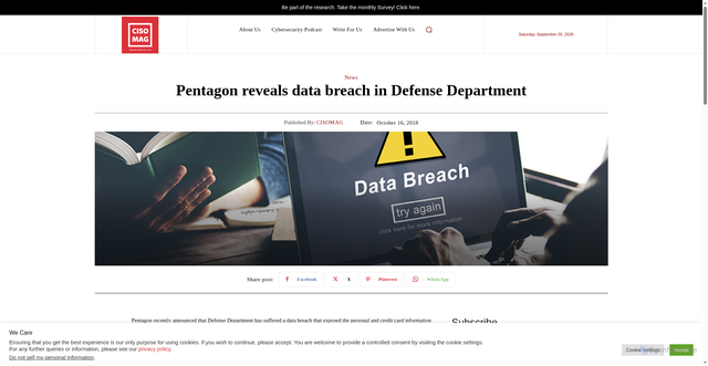 Security scan screenshot of https://cisomag.com/data-breach-exposes-sensitive-information-of-dod-employees/