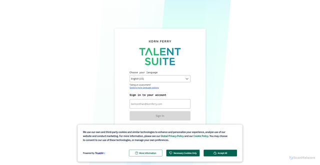Security scan screenshot of https://kornferrytalent.eu