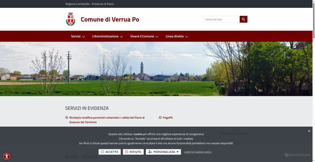 Security scan screenshot of https://www.comune.verruapo.pv.it/it-it/home